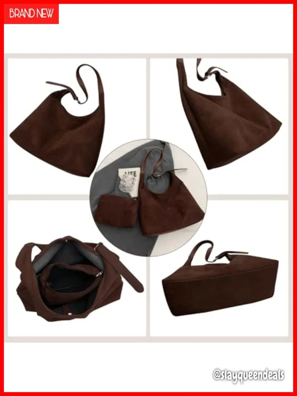 Suede Hobo Tote Bag Women Crossbody Shoulder Handbag